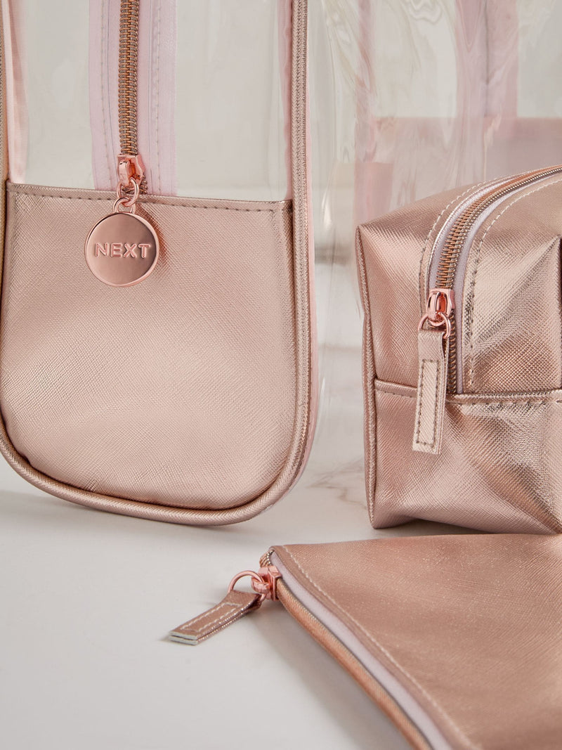 Rose gold clear makeup bags set of 4 (British brand)