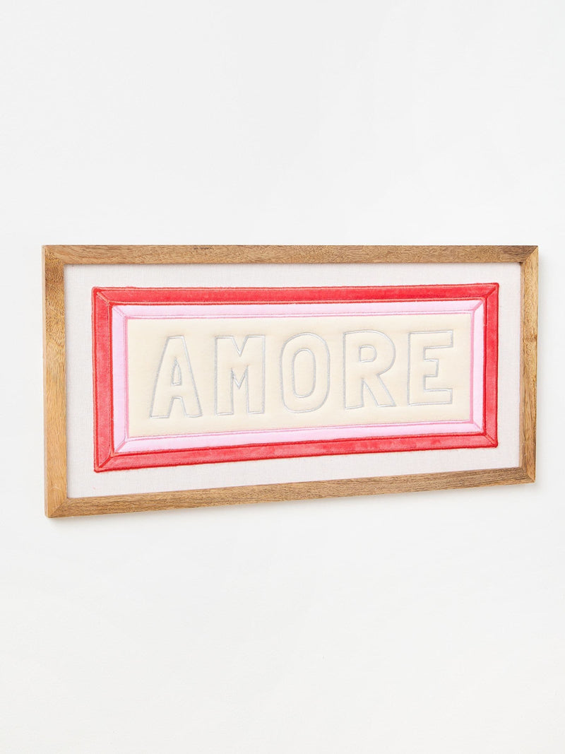 Oliver Bonas Pink Amore Fabric Framed Wall Art