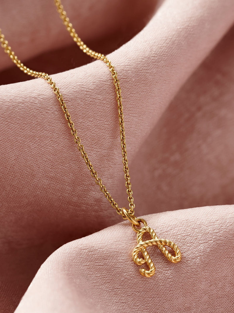 Posh Totty Designs Gold Tone Rope Initial Necklace, imported from the UK