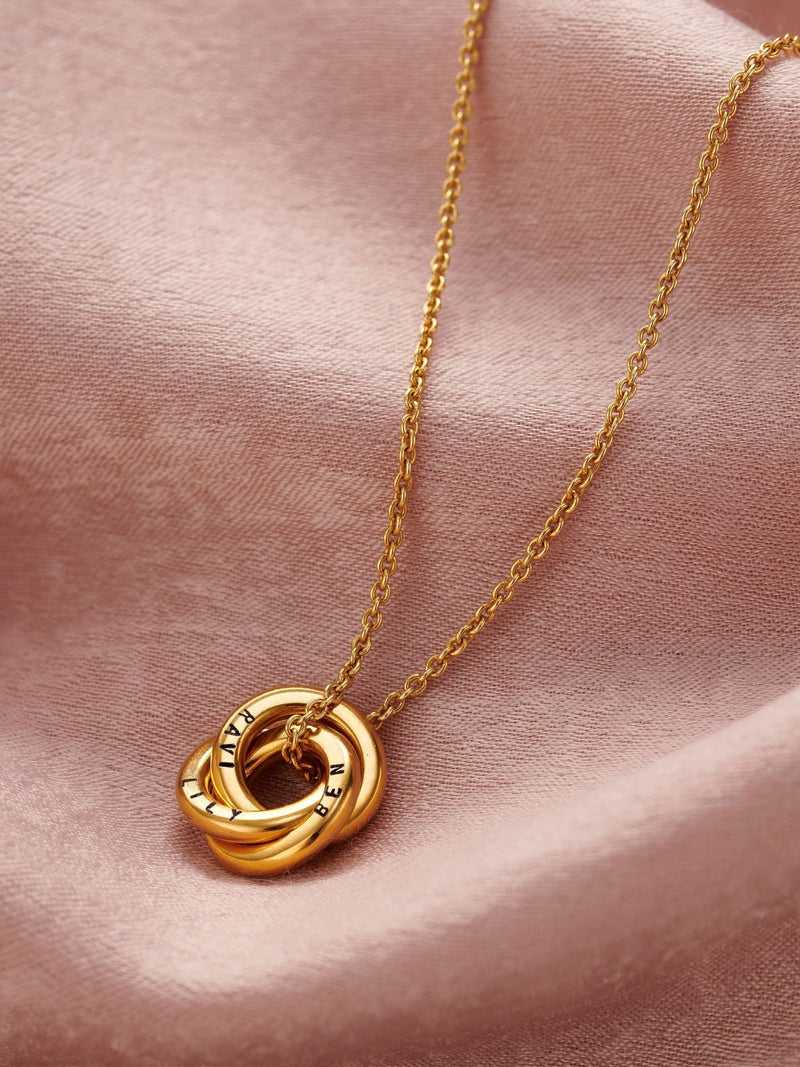 Posh Totty Designs gold tone personalised micro Russian ring necklace, imported from the UK