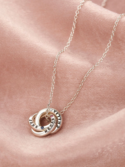 Next Posh Totty Designs Sterling Silver Micro Personalised Birthstone Russian Ring Necklace- Buy online at McGrocer