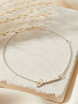 Next Posh Totty Designs Sterling Silver Petite Script Name Bracelet- Buy online at McGrocer