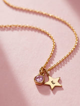Next Posh Totty Designs Gold Tone Birthstone and Initial Star Charm Personalised Necklace- Buy online at McGrocer