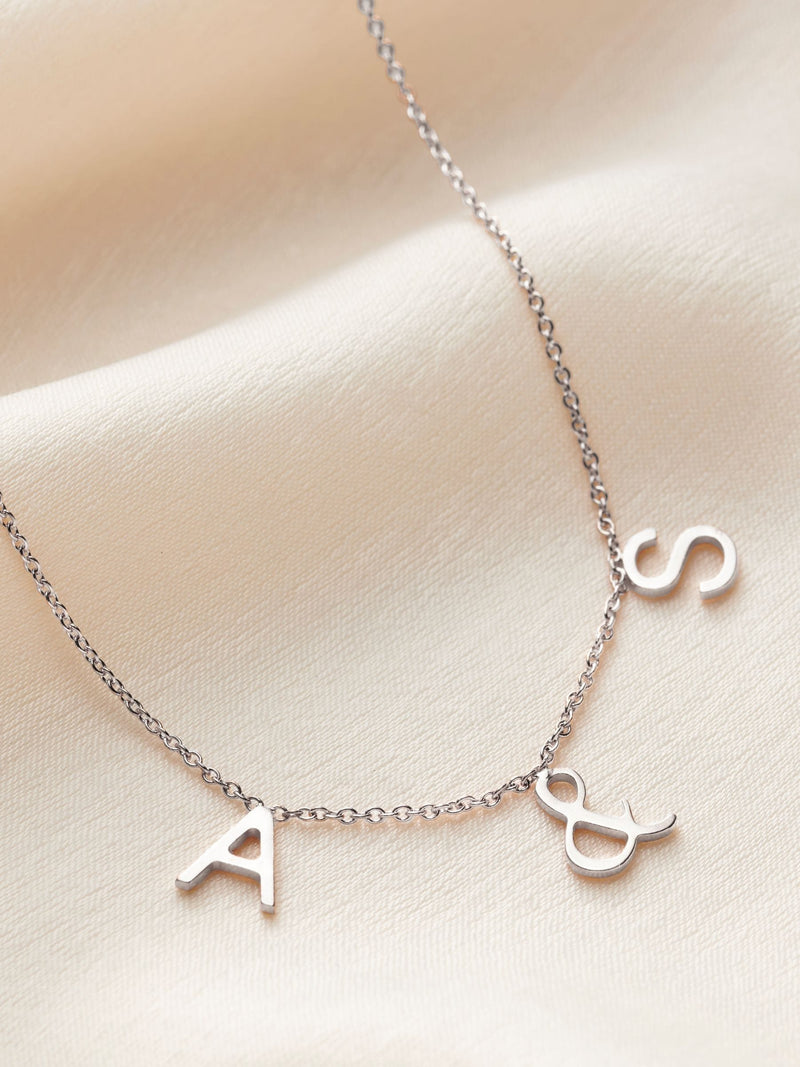 Posh Totty Designs silver initial necklace 18-inch chain, imported from the UK