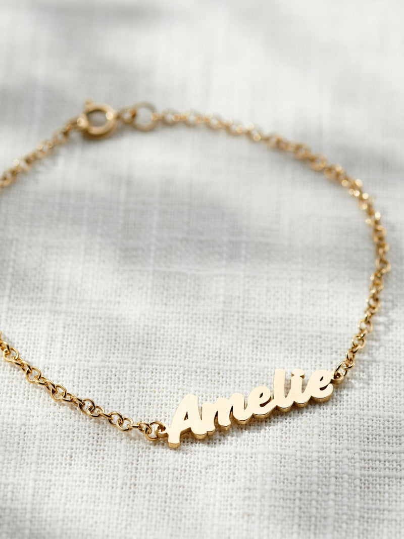 Posh Totty Designs Gold Tone Mini Name Bracelet, imported from the UK