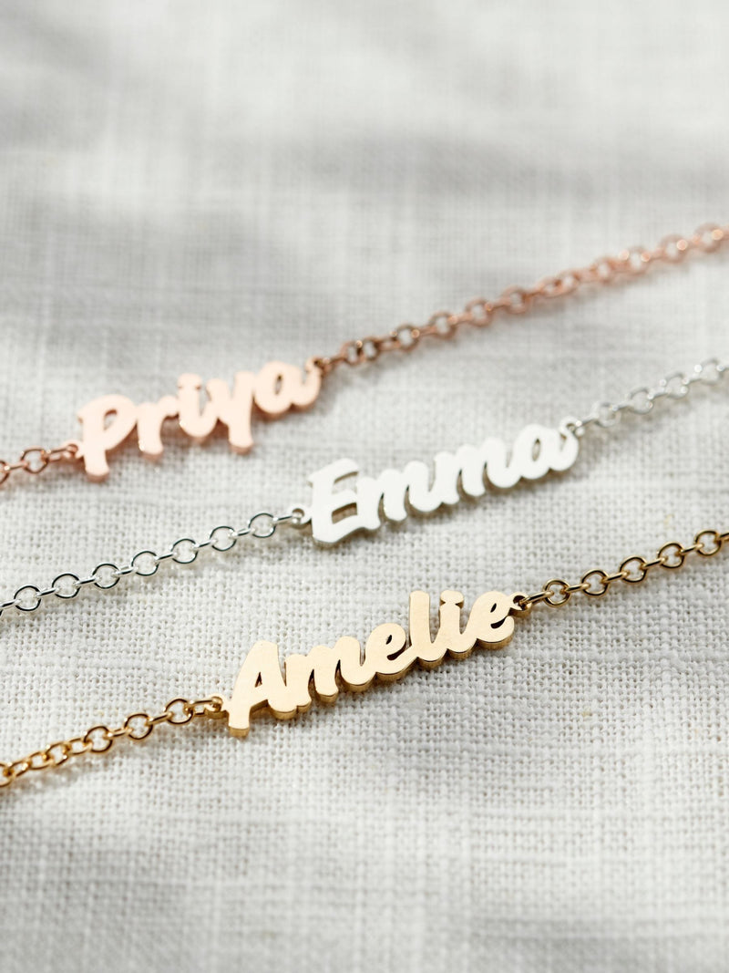 Posh Totty Designs Gold Tone Mini Name Bracelet, imported from the UK