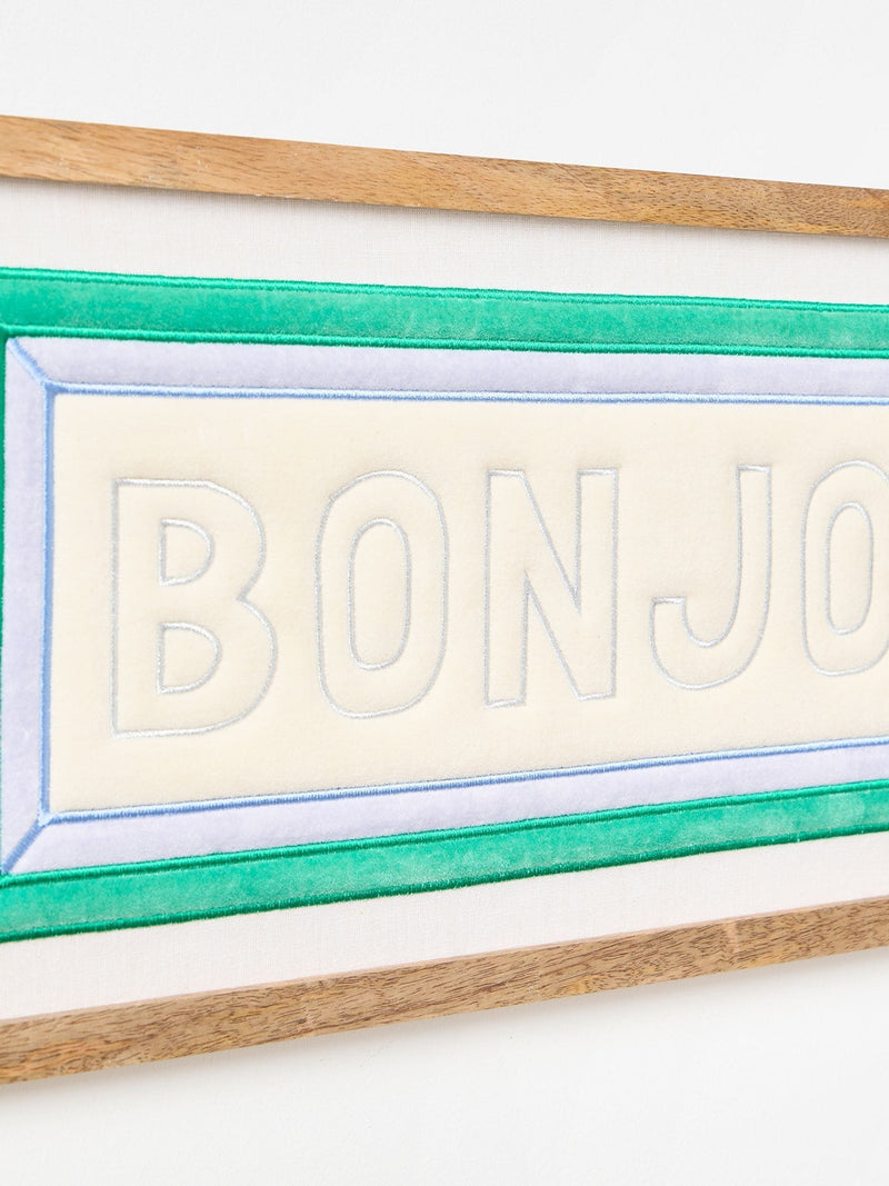 Oliver Bonas cream Bonjour fabric framed wall art, imported from the UK