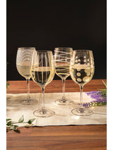 Mikasa Set of 4 Clear Etched Gold Crystal White Wine Glasses