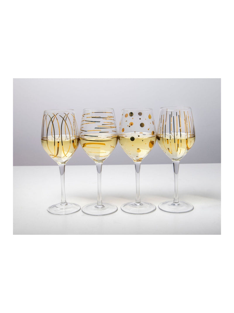 Mikasa clear etched gold crystal white wine glasses set of 4, imported from the UK