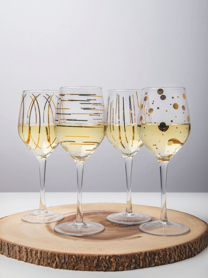 Mikasa clear etched gold crystal white wine glasses set of 4, imported from the UK