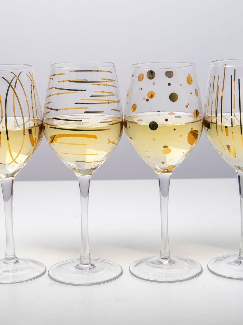 Mikasa clear etched gold crystal white wine glasses set of 4, imported from the UK