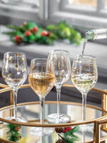 Mikasa clear etched gold crystal white wine glasses set of 4, imported from the UK