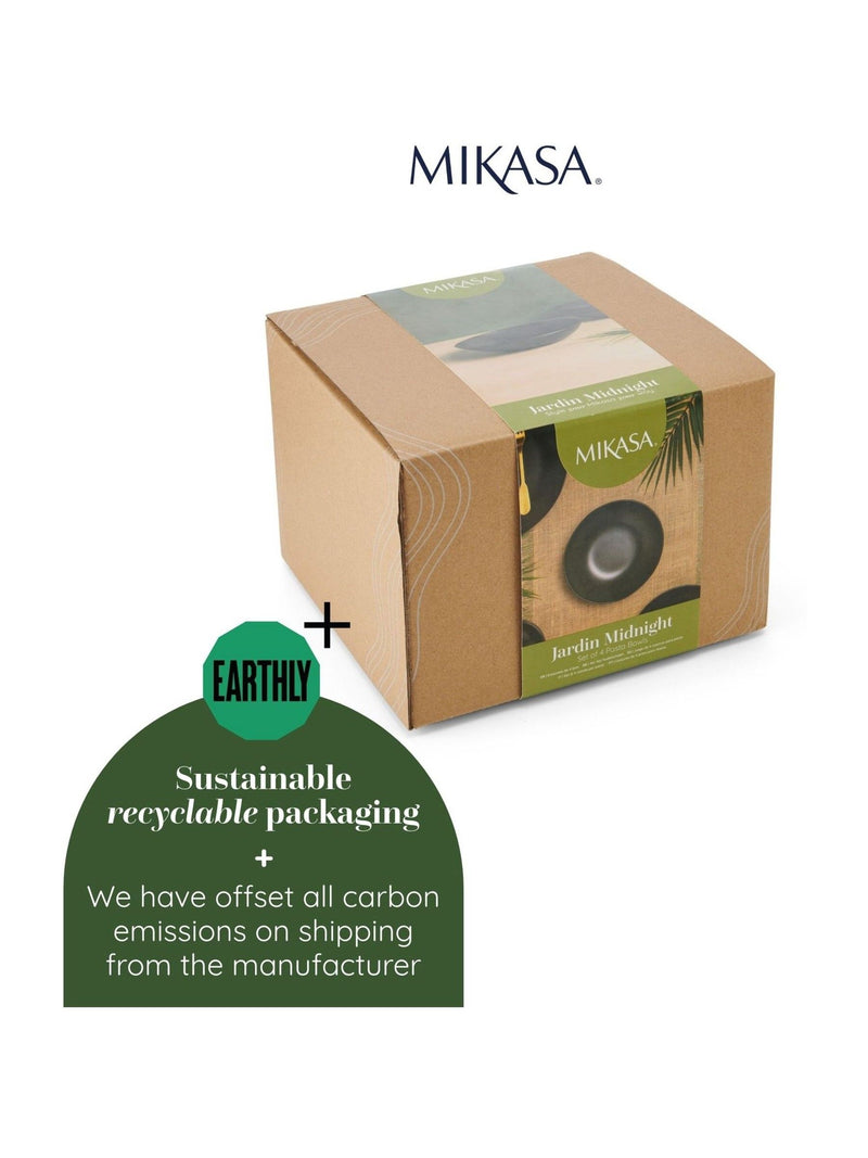 Mikasa black Jardin Midnight pasta bowl set of 4, imported from UK