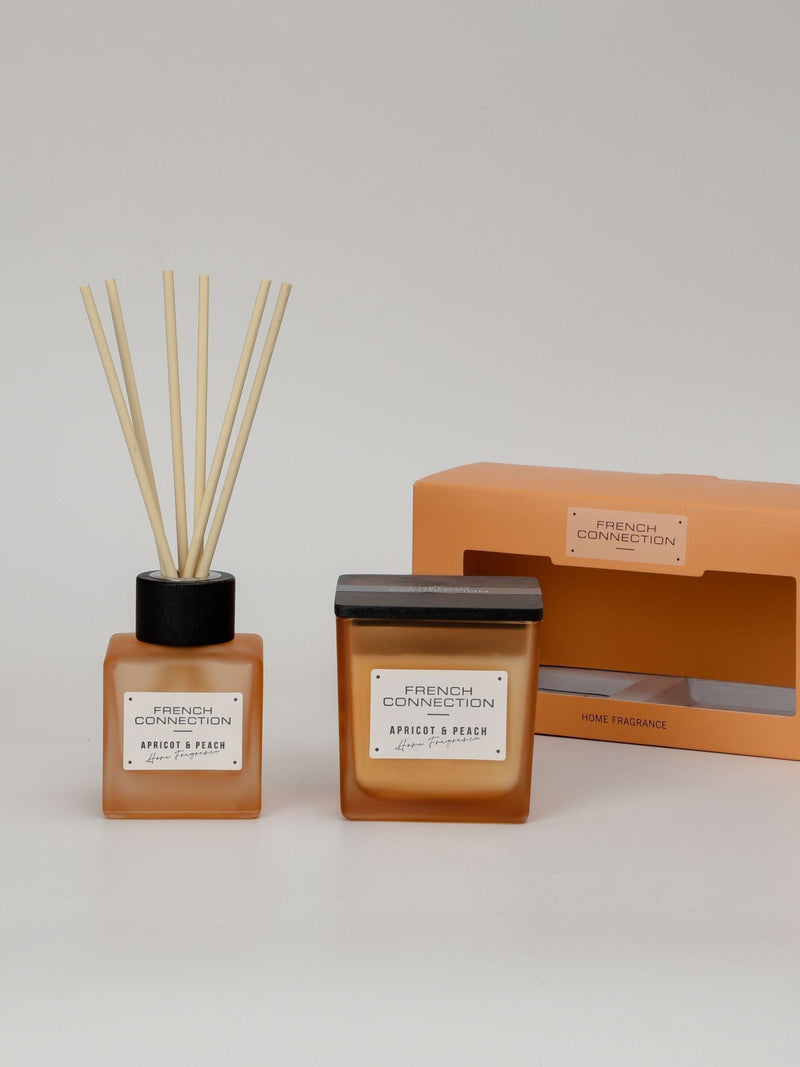 French Connection apricot peach candle and reed diffuser gift set, UK version