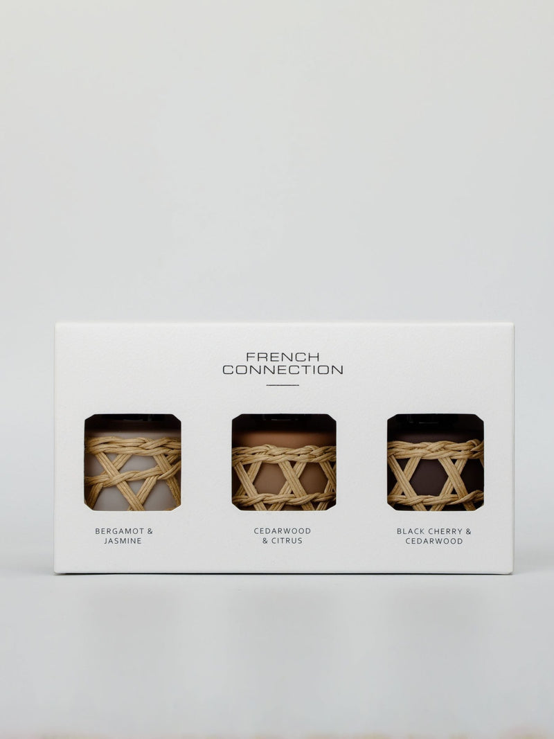 French Connection ceramic reed diffuser trio with woven detail - British product