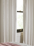 Cream embossed animal texture blackout eyelet curtains, UK version