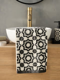 Geometric black white cotton towels from a British brand