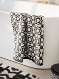 Geometric black white cotton towels from a British brand