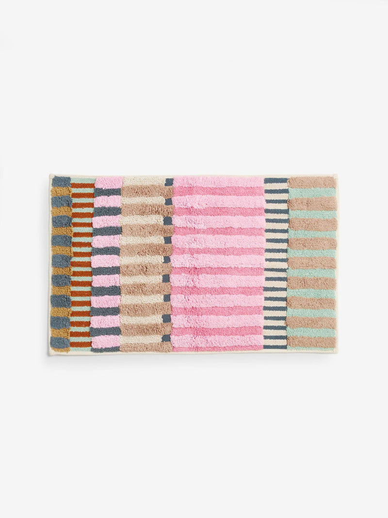Multicoloured stripe cotton bath mat 50x80cm, imported from the UK
