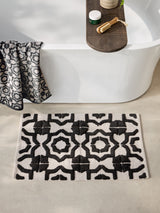 Next Cotton Bath Mat Black/White Tile Geo 50cm x 80cm- Buy online at McGrocer