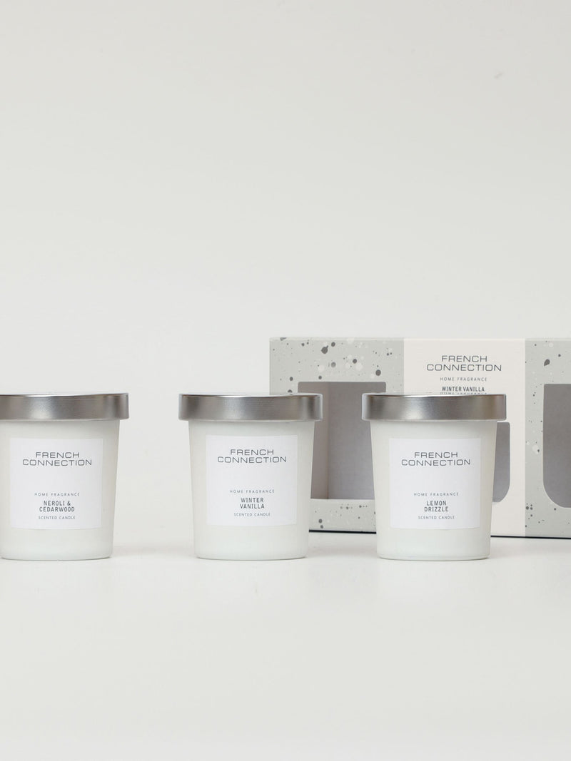 French Connection White Collection candle trio gift set 3x64g - British product