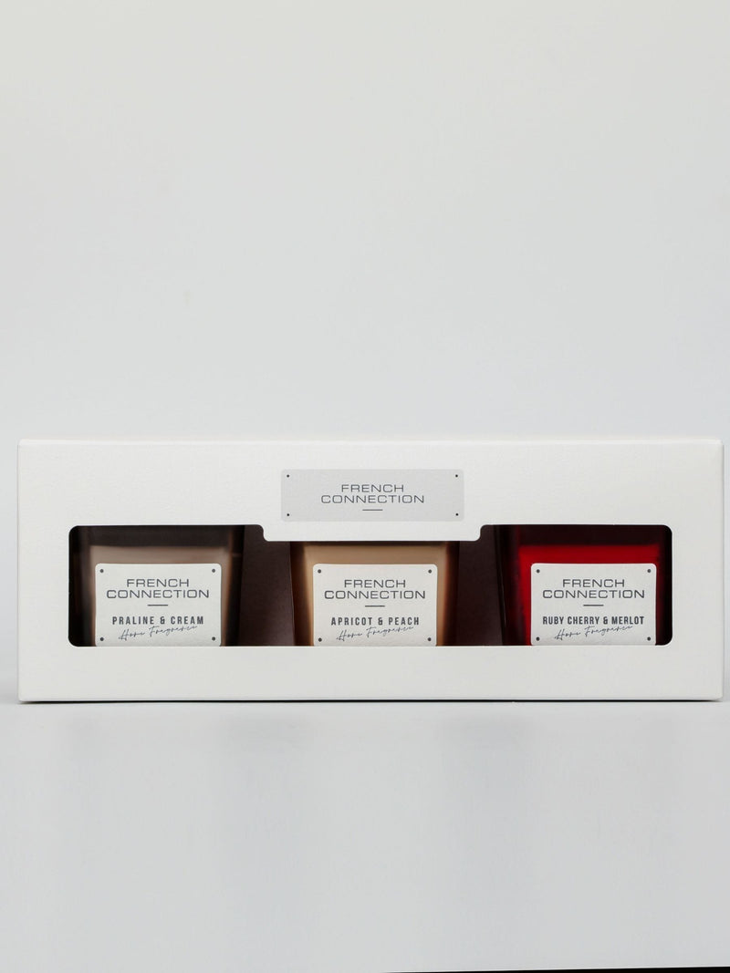 French Connection candle gift set trio 3 x 50g, imported from the UK