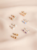 Gold/Silver Tone Semi Precious Circle Stud Earrings