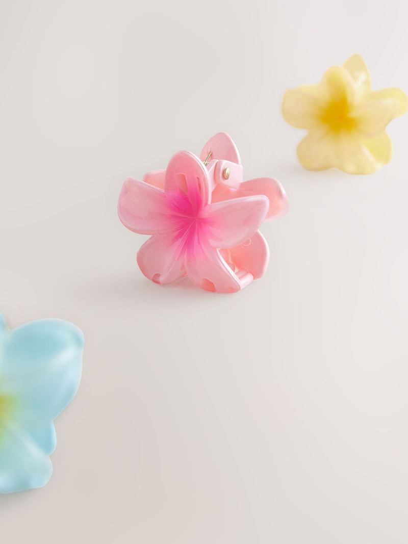 Multi Coloured Mini Flower Hair Clips 3 Pack, imported from the UK
