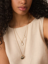 Next Gold Tone Two Layer Pearl Effect Pendant Necklace- Buy online at McGrocer