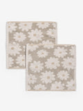 Natural cotton face cloths set of 2 with daisy print 30cm (British brand)