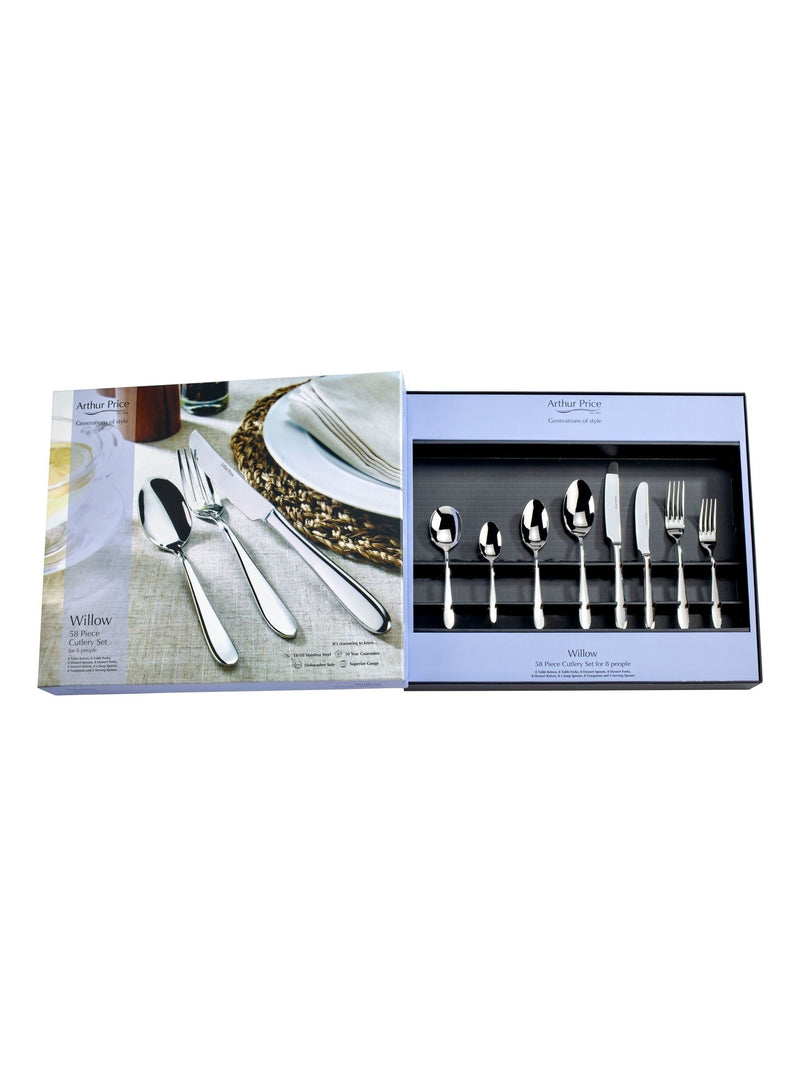 Arthur Price Stainless Steel Willow 58 Piece 8 Person Cutlery Set
