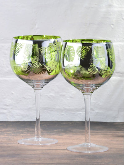 Next Artland Green Tropical Leaves Gin Glasses Set of 2 Height 11.5cm- Buy online at McGrocer