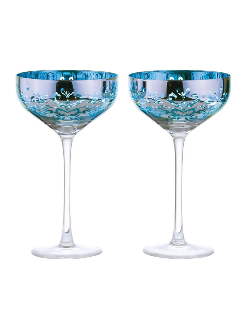 Artland blue filigree champagne saucers set of 2 - British product