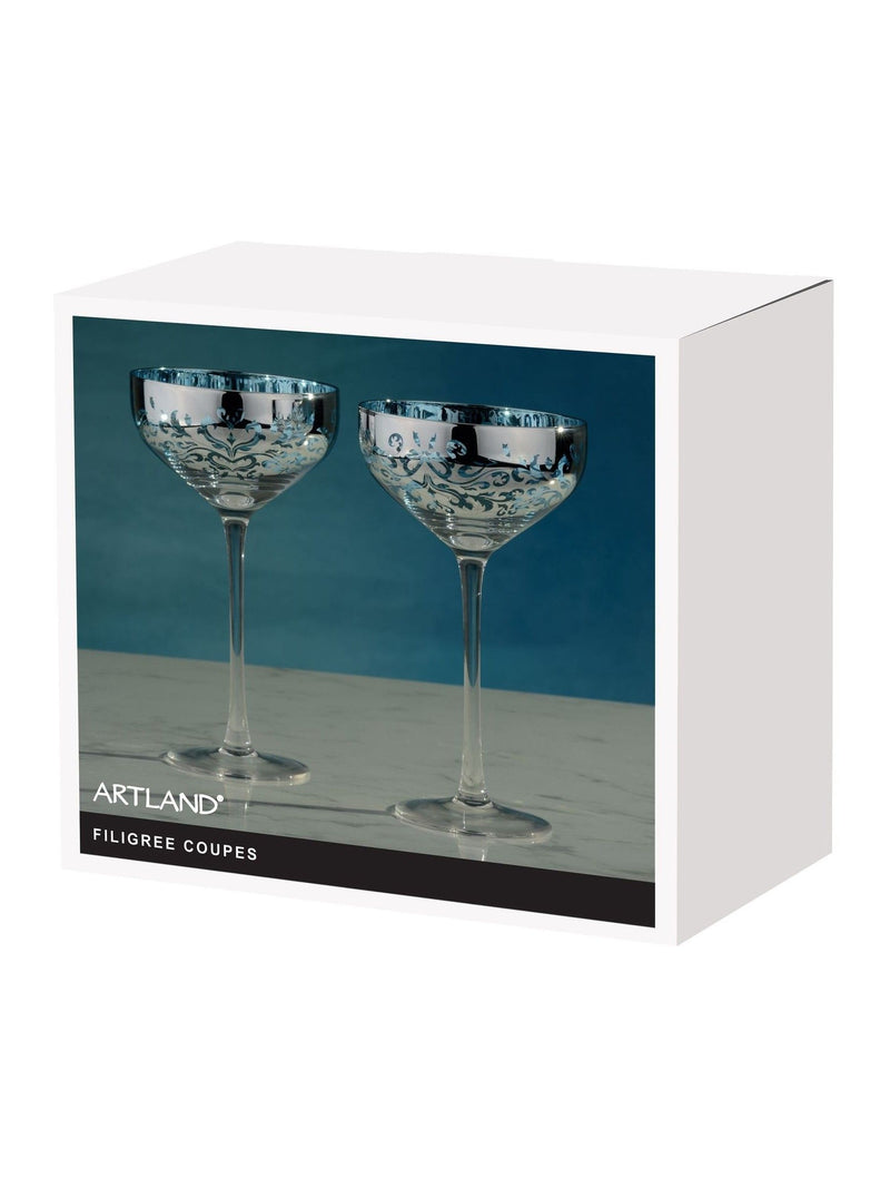 Artland blue filigree champagne saucers set of 2 - British product