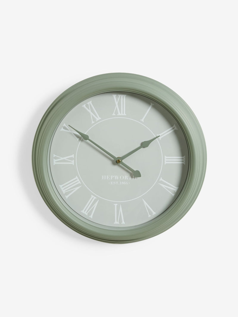 Sage green two-tone wall clock 44.5cm (British brand)