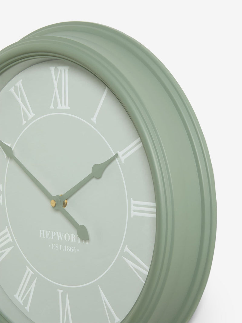 Sage green two-tone wall clock 44.5cm (British brand)