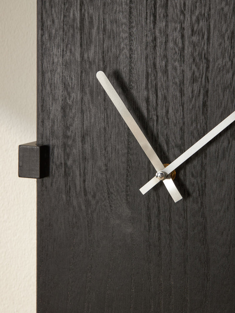 Black wooden rectangular clock 24cm - British product
