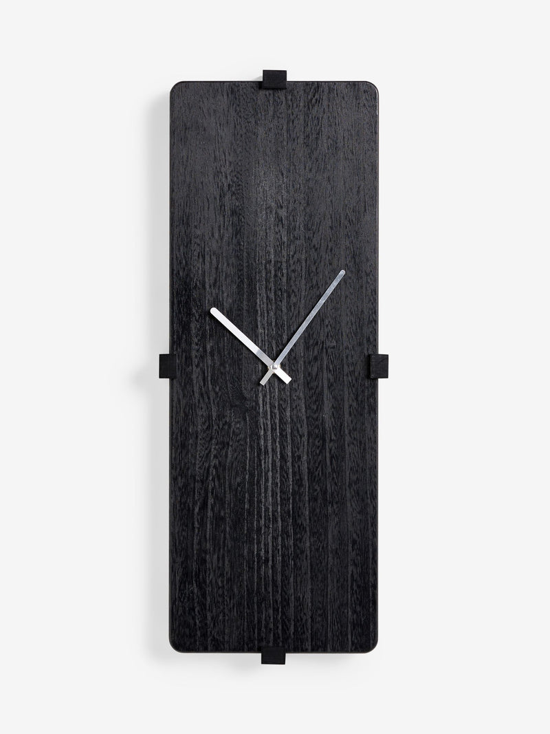 Black wooden rectangular clock 24cm - British product