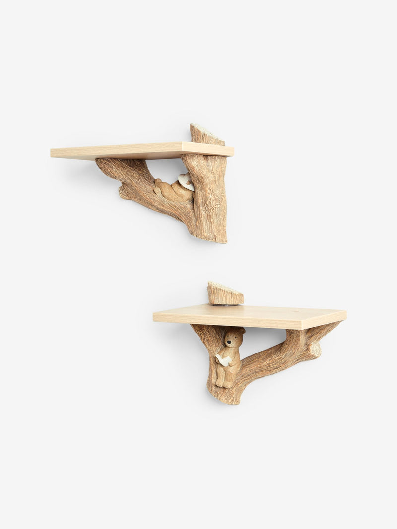 Natural Bertie Bear wall shelves set of 2, UK version