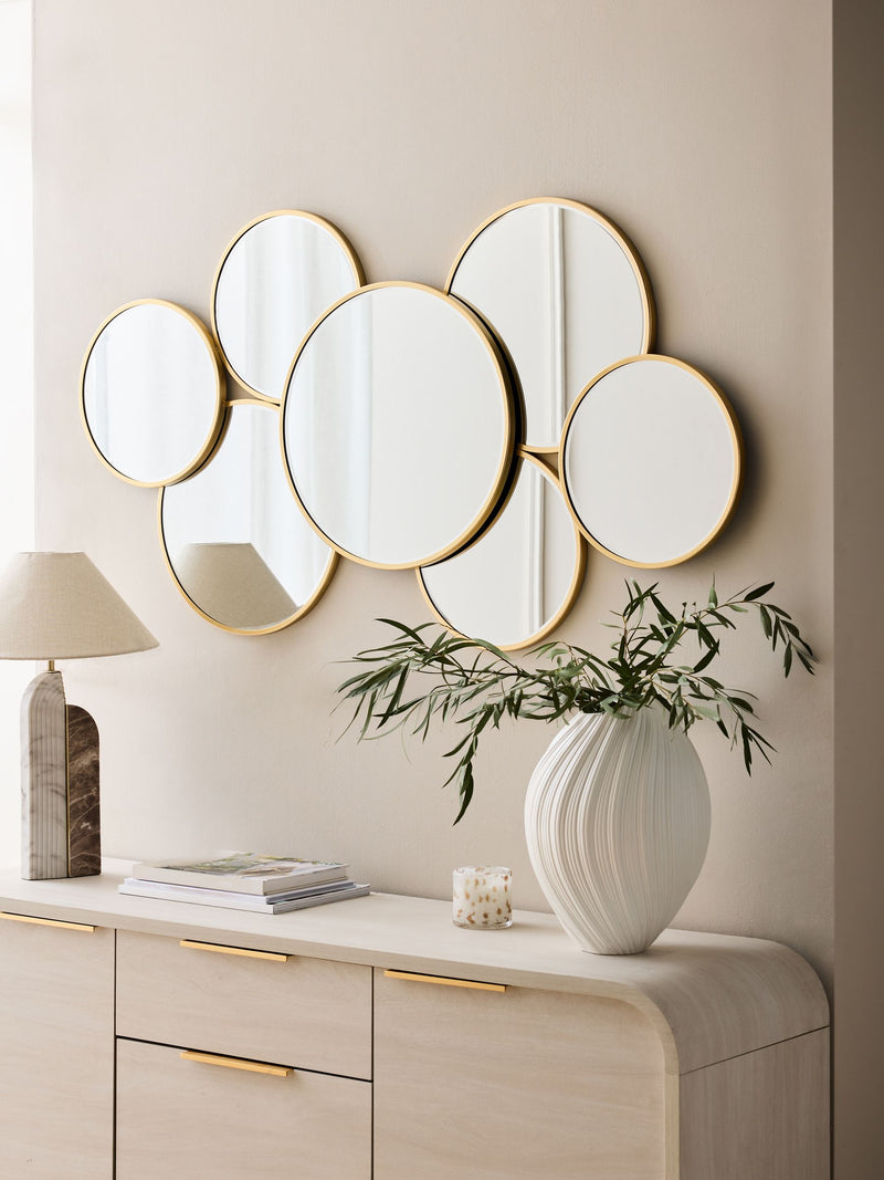 Gold round cluster mirror 70cm x 130cm, UK version