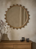 Wood bobbin round wall mirror 75cm x 75cm, UK version