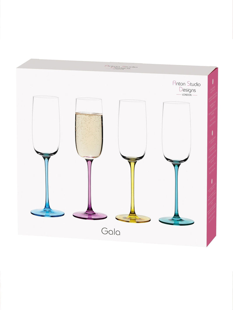 Anton Studio Designs blue gala champagne flutes set of 4 - British product