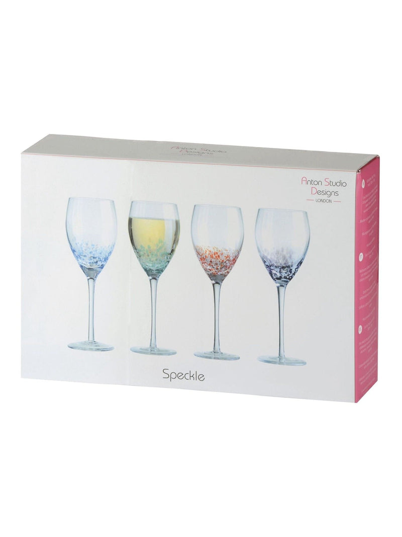 Anton Studio Designs Set of 4 Purple Speckle Wine Glasses