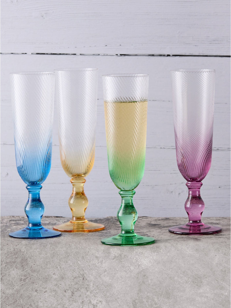 Anton Studio Designs Pink Swirl Champagne Flutes Set of 4 - British product