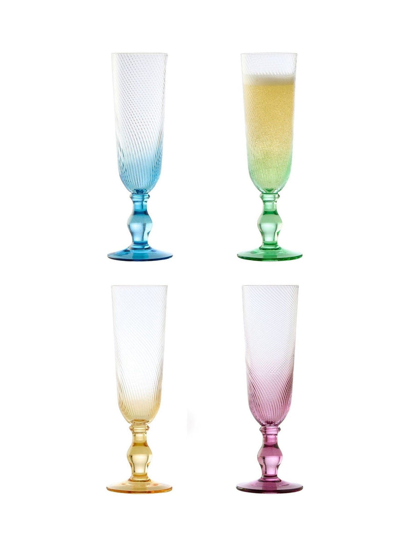 Anton Studio Designs Pink Swirl Champagne Flutes Set of 4 - British product