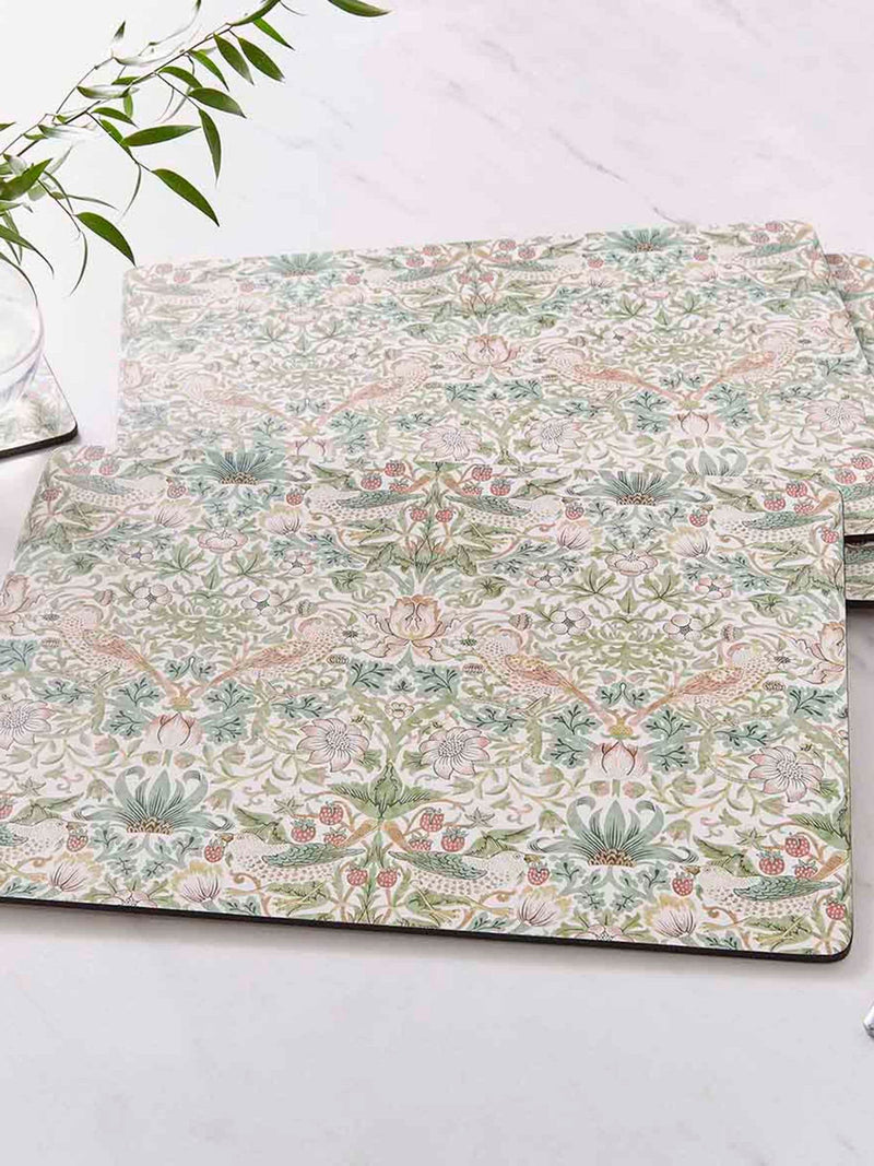Morris & Co. Green Strawberry Thief placemats set of 4, imported from the UK