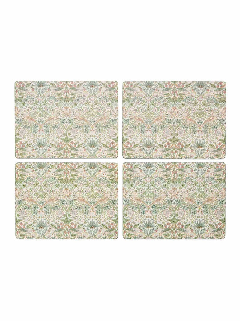 Morris & Co. Green Strawberry Thief placemats set of 4, imported from the UK
