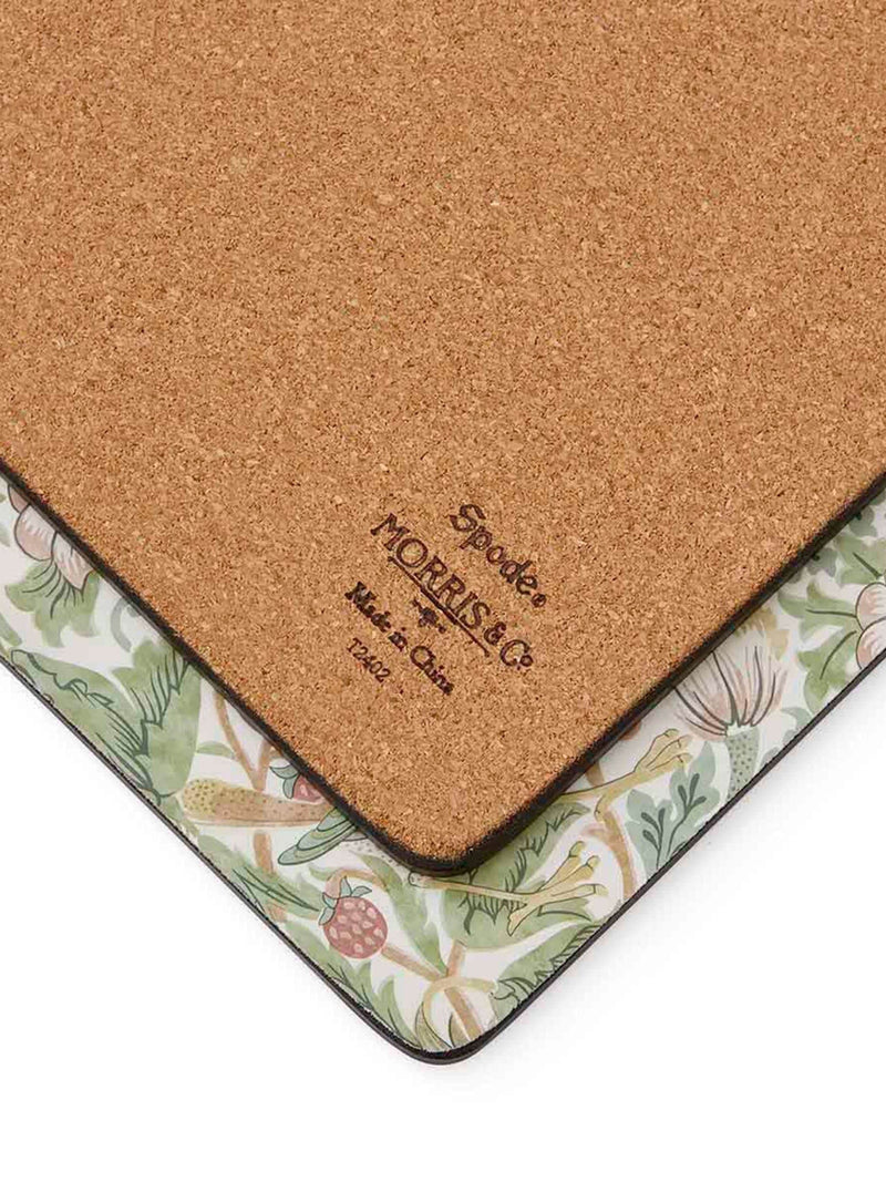 Morris & Co. Green Strawberry Thief placemats set of 4, imported from the UK