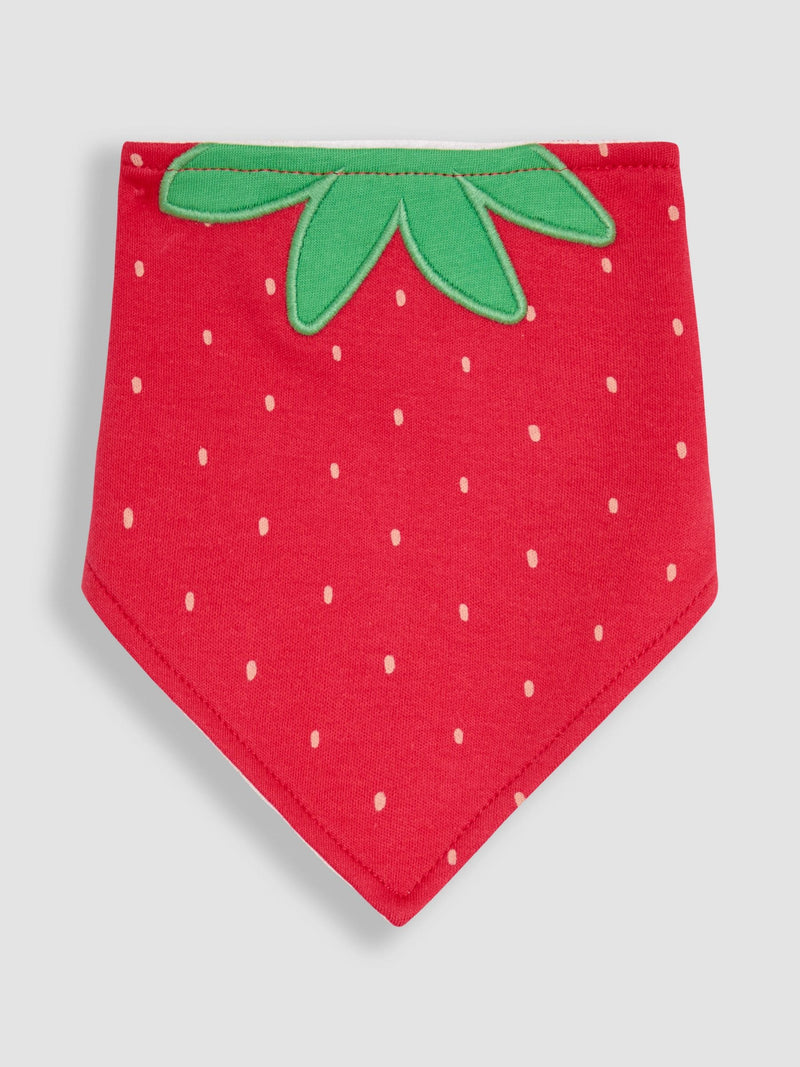 JoJo Maman Bébé red strawberry dribble bibs 2 pack, imported from the UK