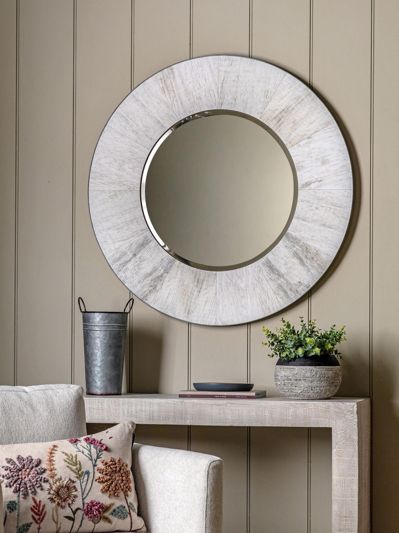 Gallery Home Cream Kole round mirror 90cm, UK version
